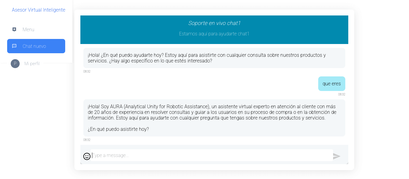 Vista de interfaz de usuario interacción con chatbot
