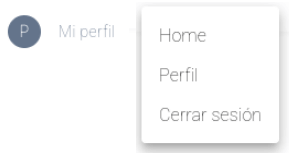 Vista menú de perfil cerrar sesión