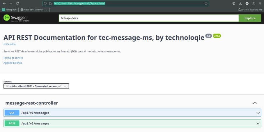 interfaz de Swagger UI